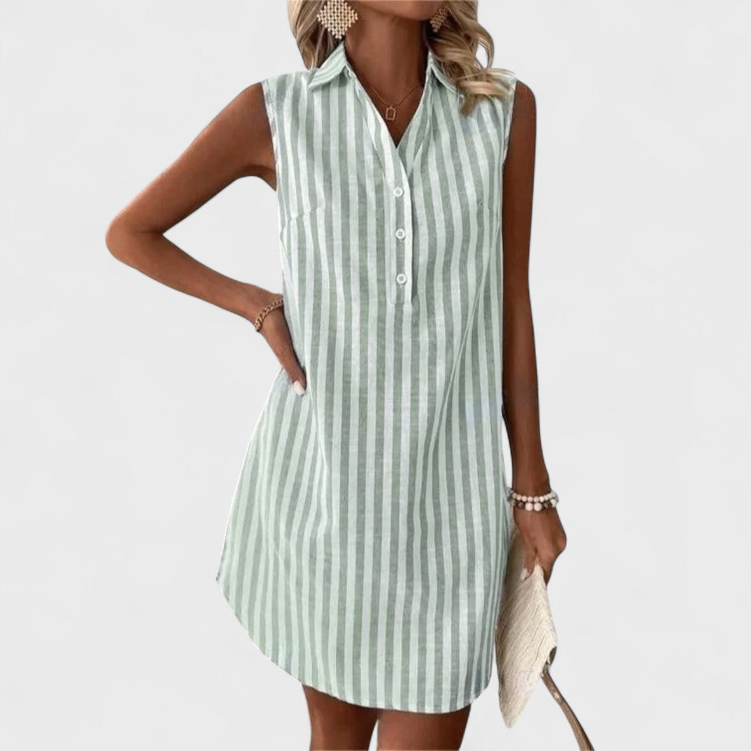 Lenka - Elegant Shirt Dress with Stripes