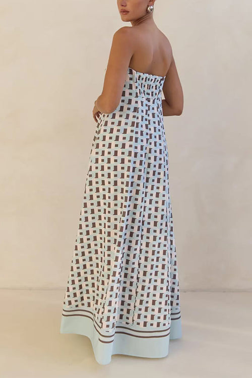 Margovil Strapless Color Block Loose Fit Maxi Dress