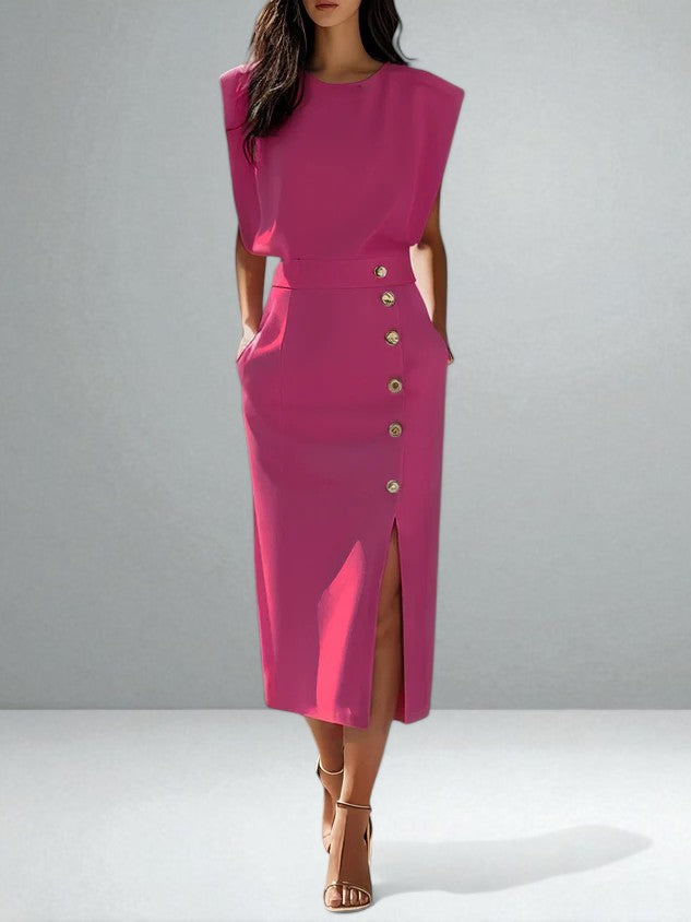 Mila™ | Elegant Button Midi Dress