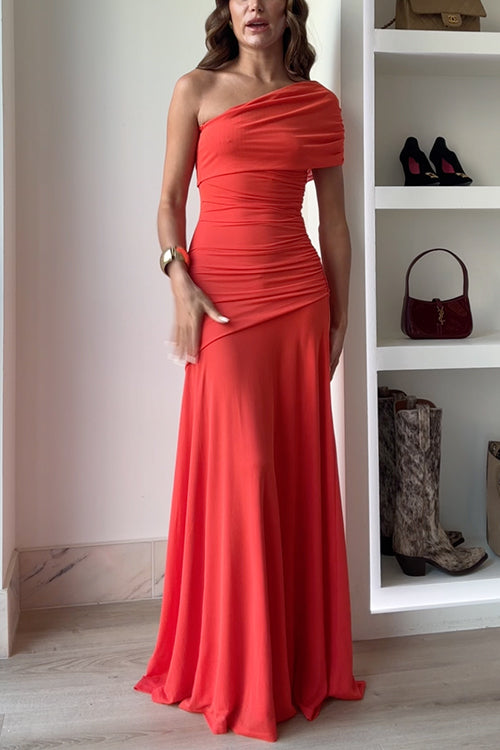 Off Shoulder Ruched Flare Maxi Dress(in 9 Colors!)