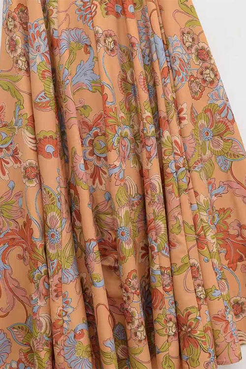Margovil Spaghetti Strap Floral Print Chiffon Maxi Dress