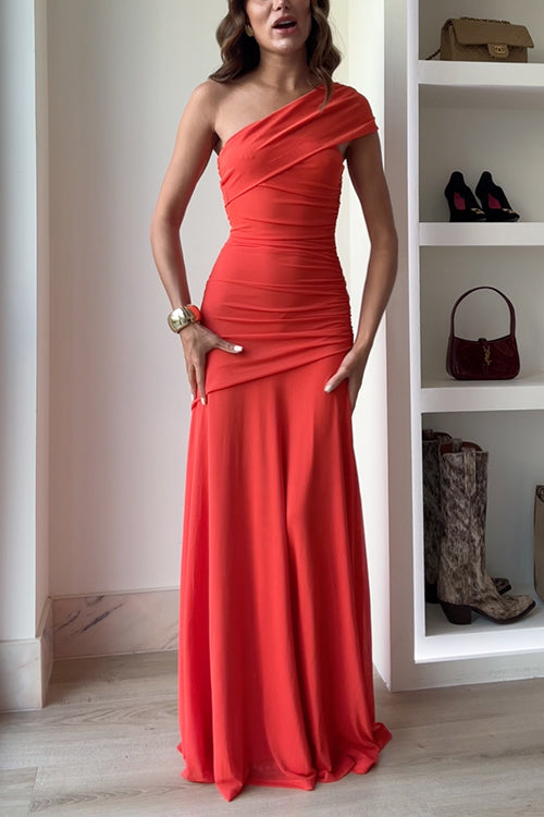 Off Shoulder Ruched Flare Maxi Dress(in 9 Colors!)
