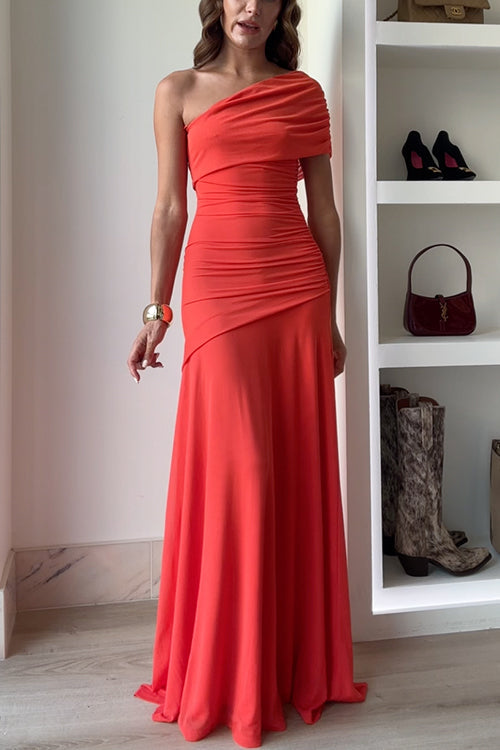 Off Shoulder Ruched Flare Maxi Dress(in 9 Colors!)