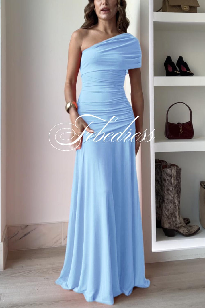 Off Shoulder Ruched Flare Maxi Dress(in 9 Colors!)