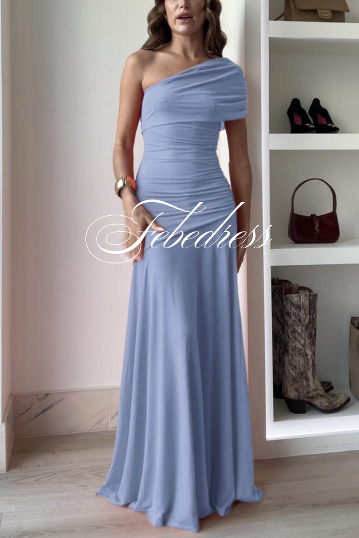 Off Shoulder Ruched Flare Maxi Dress(in 9 Colors!)