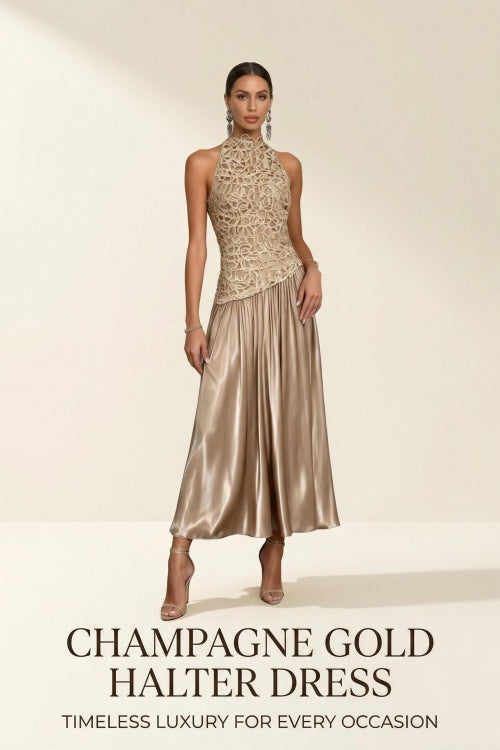 Mockneck Sleeveless Lace Splice Satin Maxi Dress