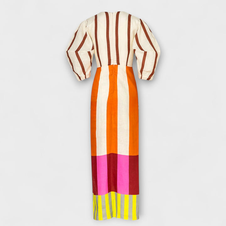 Kaya - Maxi Dress with Deep Neckline and Balloon Sleeves