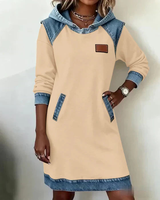 Charlotte™ | Cozy Contrast Hooded Dress