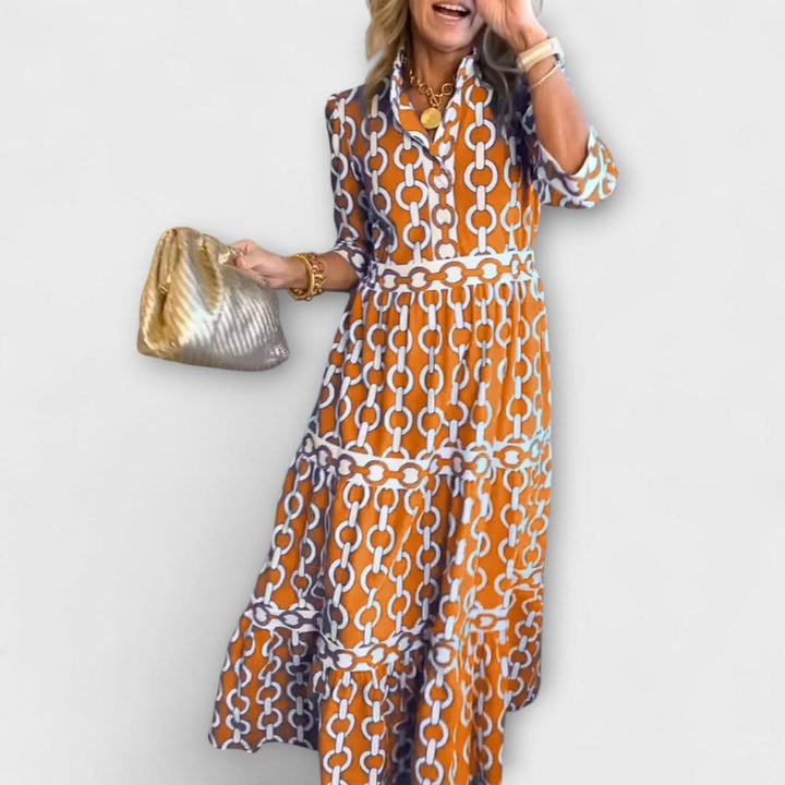 Stavroula | Midi Dress With Chain Pattern