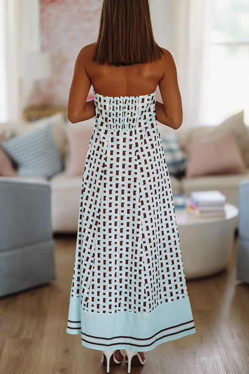 Margovil Strapless Color Block Loose Fit Maxi Dress