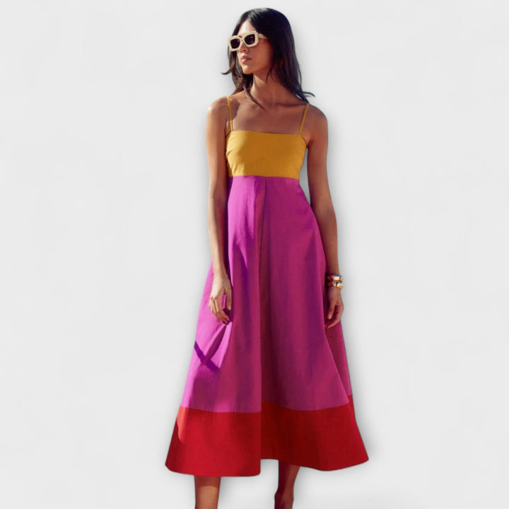 Strappy Dress in Color Block Style