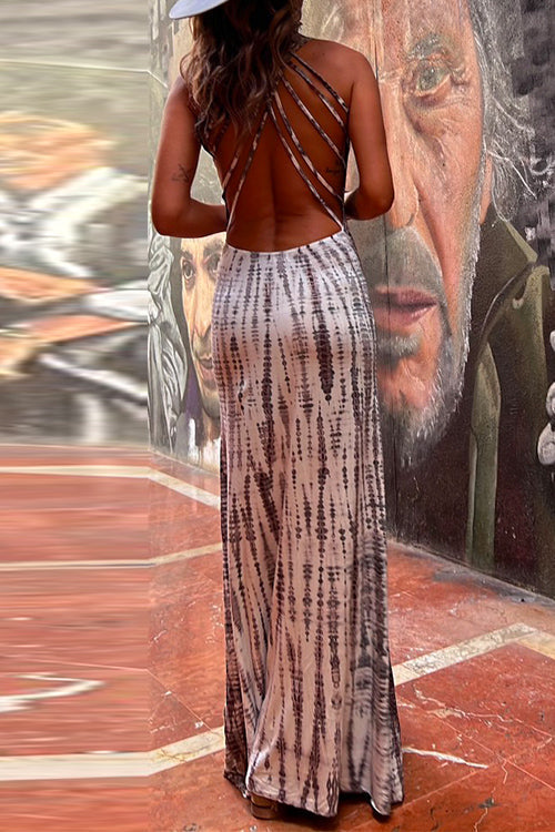 Margovil Criss Cross Open Back Tie Dye Maxi Dress
