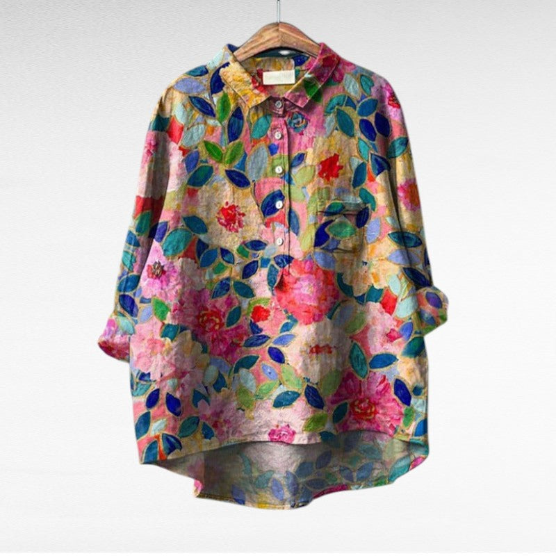 Claire | Elegant Linen Summer Blouse