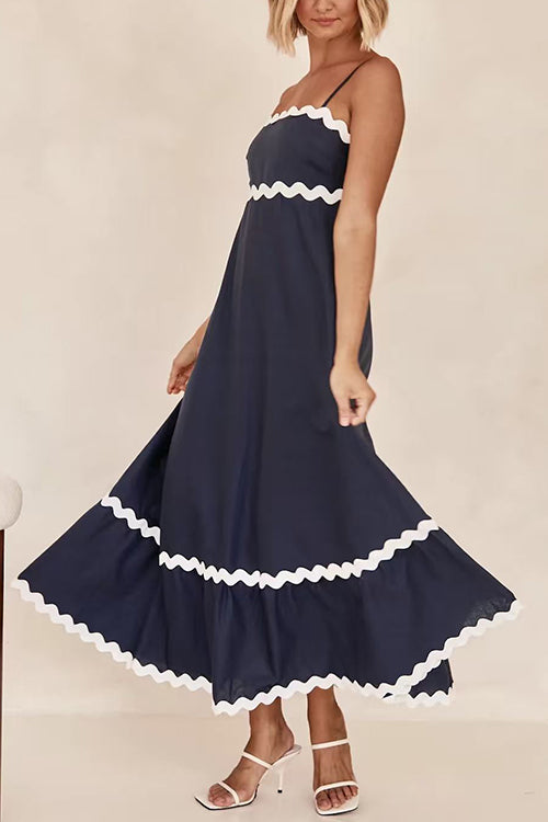 Margovil Spaghetti Strap Ric Rac Trim Swing Maxi Dress