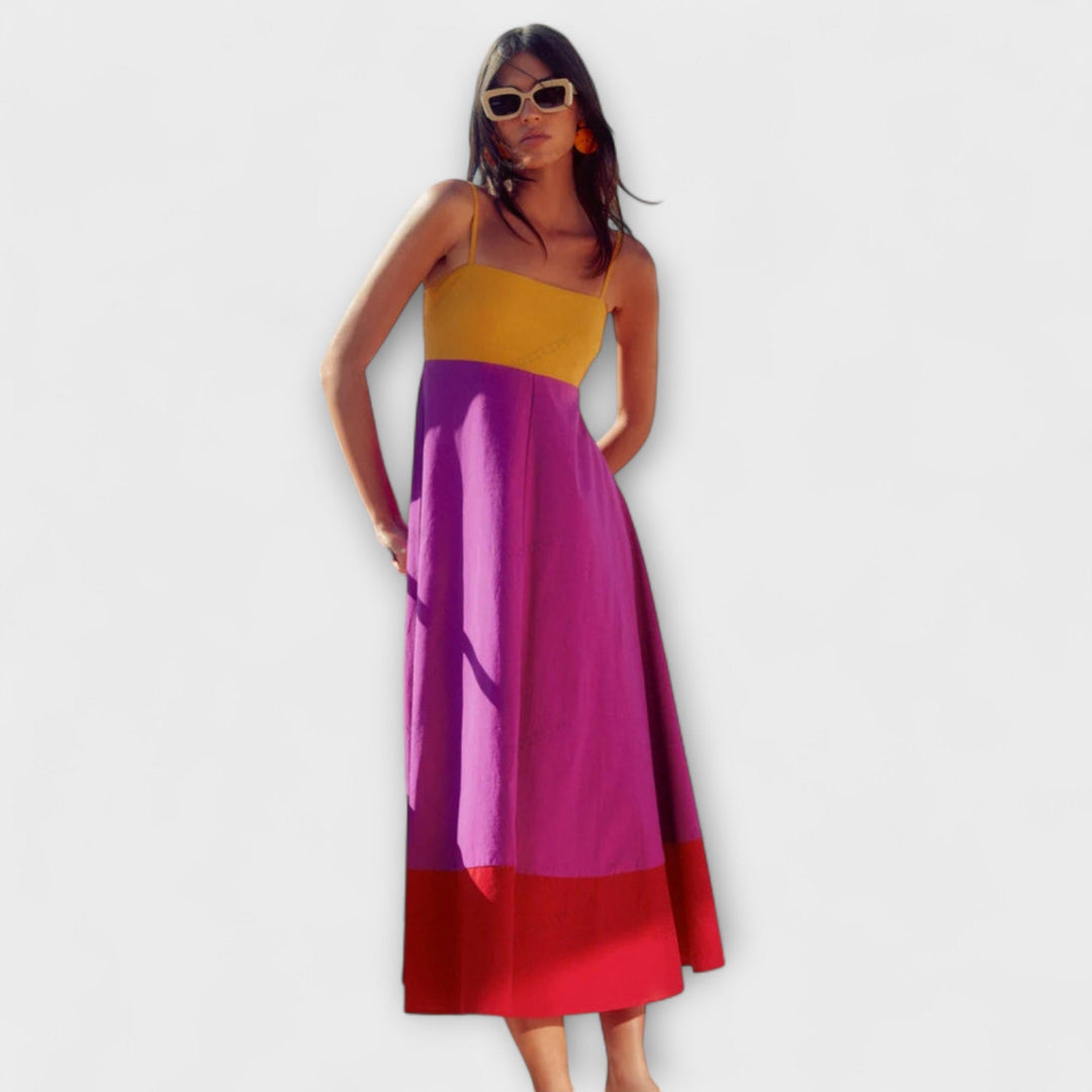 Strappy Dress in Color Block Style