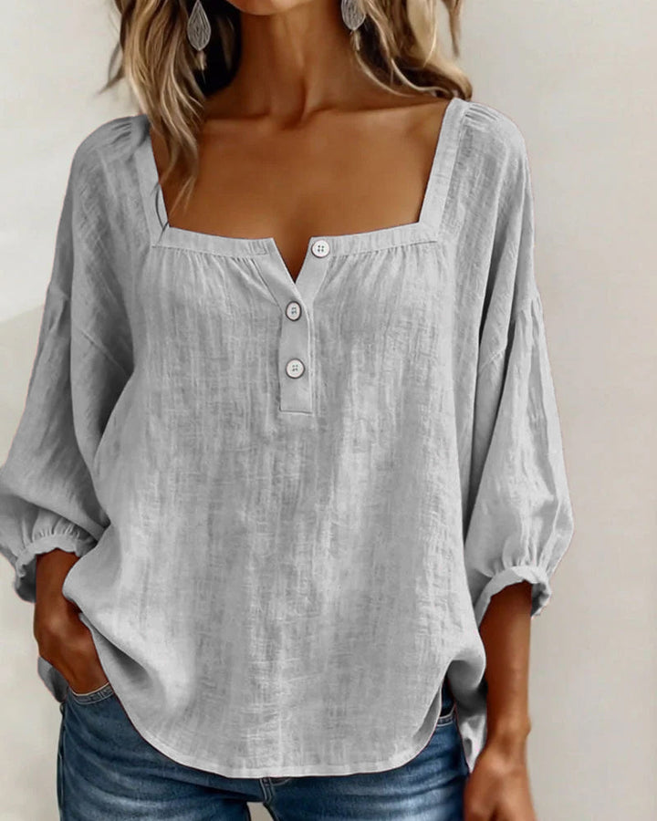Square Neck Balloon Sleeve Shirt