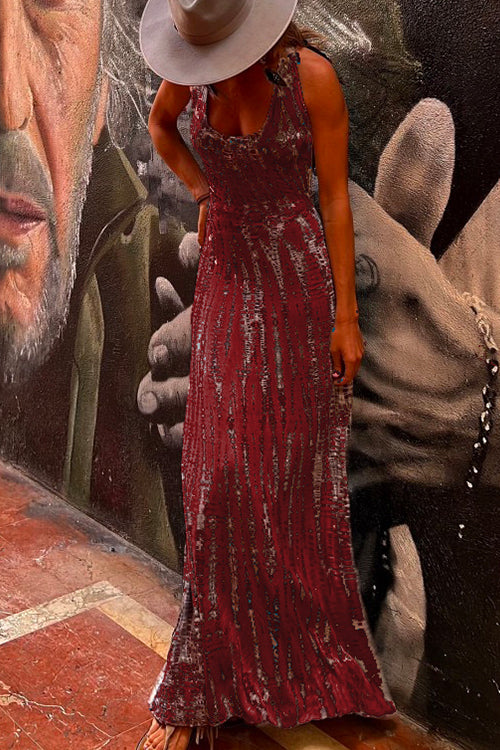 Margovil Criss Cross Open Back Tie Dye Maxi Dress