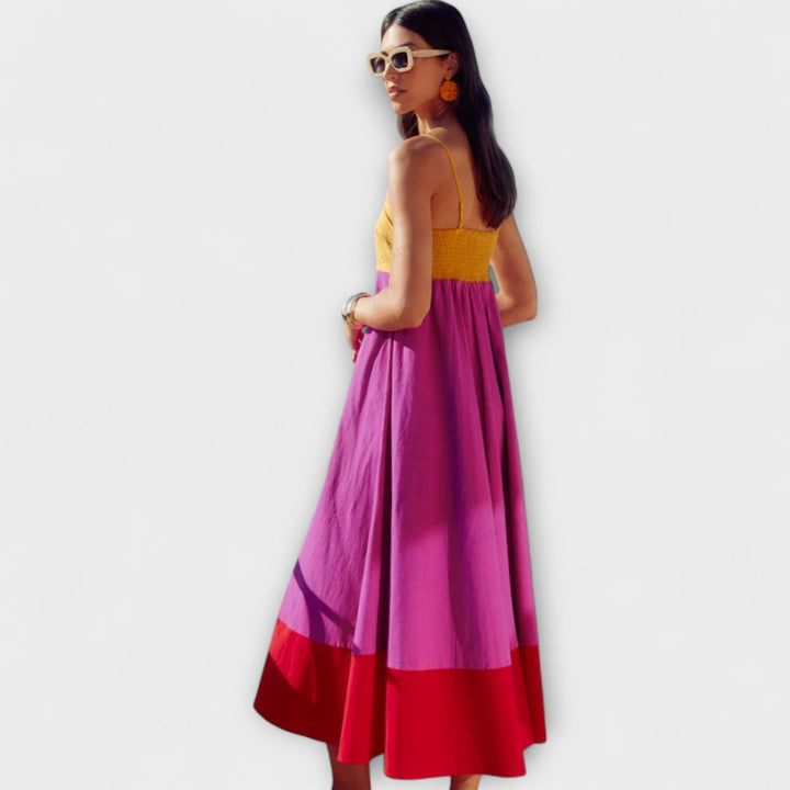 Strappy Dress in Color Block Style