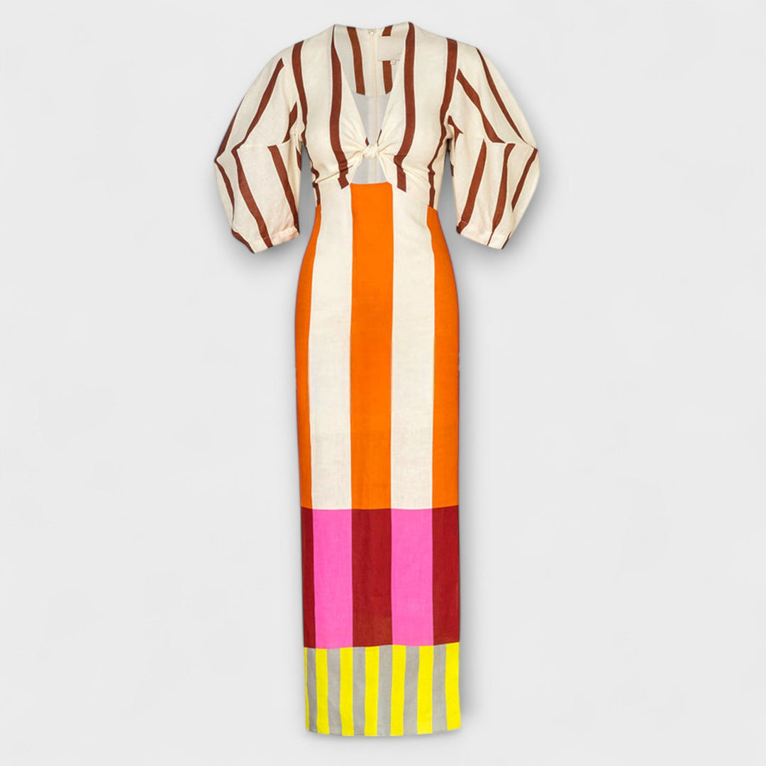 Kaya - Maxi Dress with Deep Neckline and Balloon Sleeves