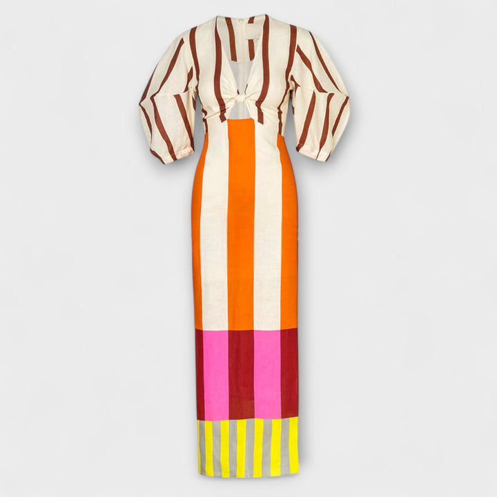 Kaya - Maxi Dress with Deep Neckline and Balloon Sleeves