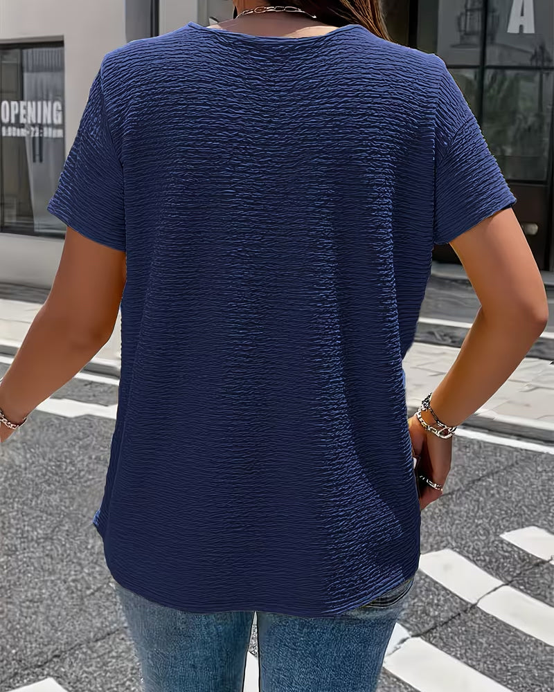 Peter Pan Collar T-Shirt with Buttons
