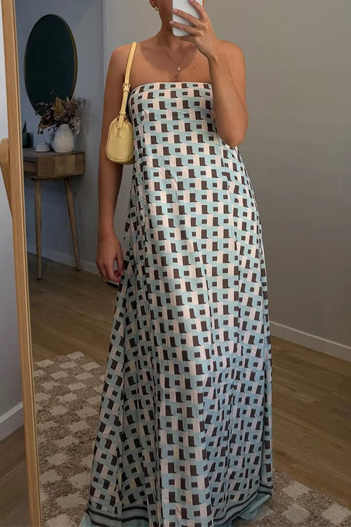 Margovil Strapless Color Block Loose Fit Maxi Dress