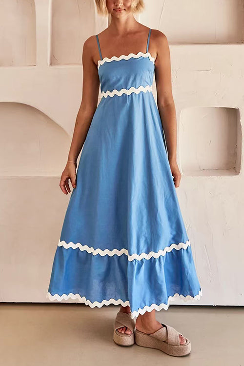 Margovil Spaghetti Strap Ric Rac Trim Swing Maxi Dress