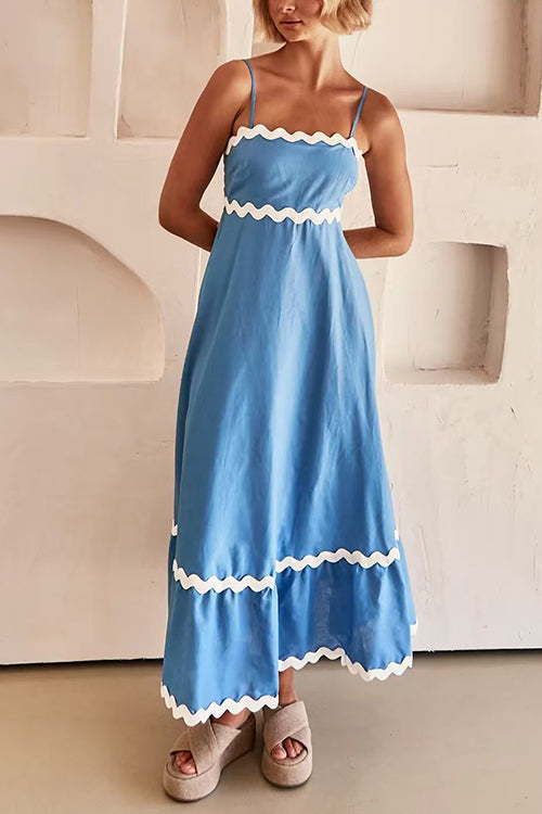 Margovil Spaghetti Strap Ric Rac Trim Swing Maxi Dress