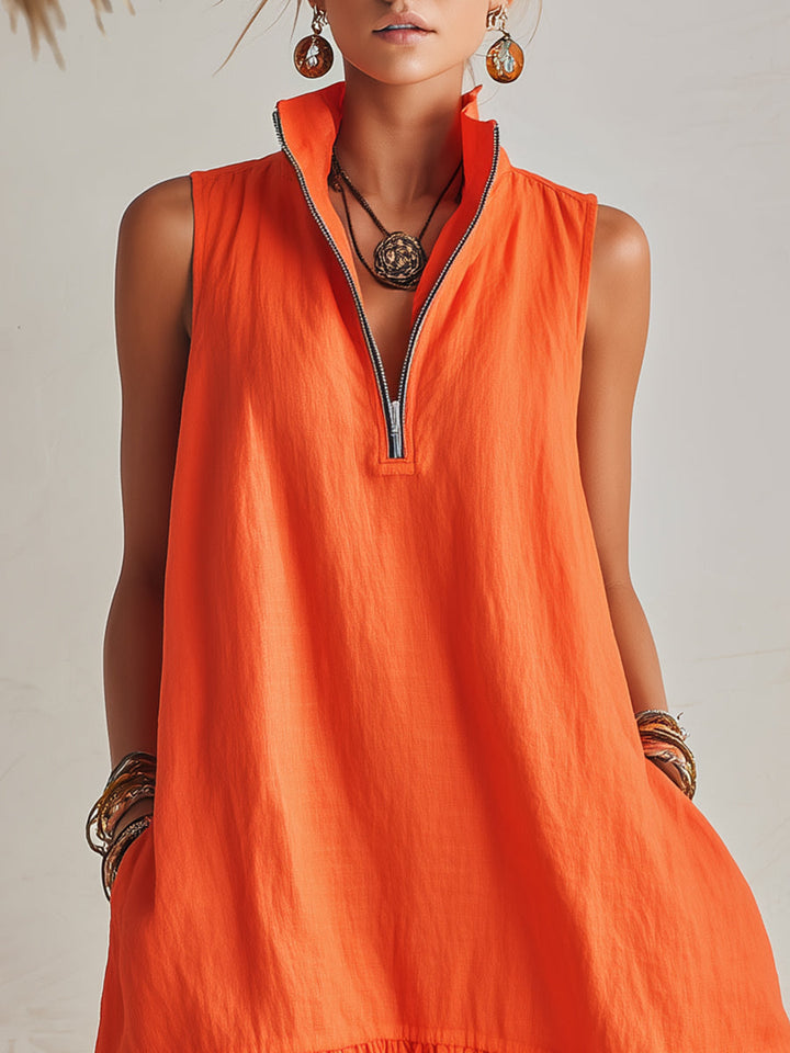 Mini Dress in Cotton and Linen