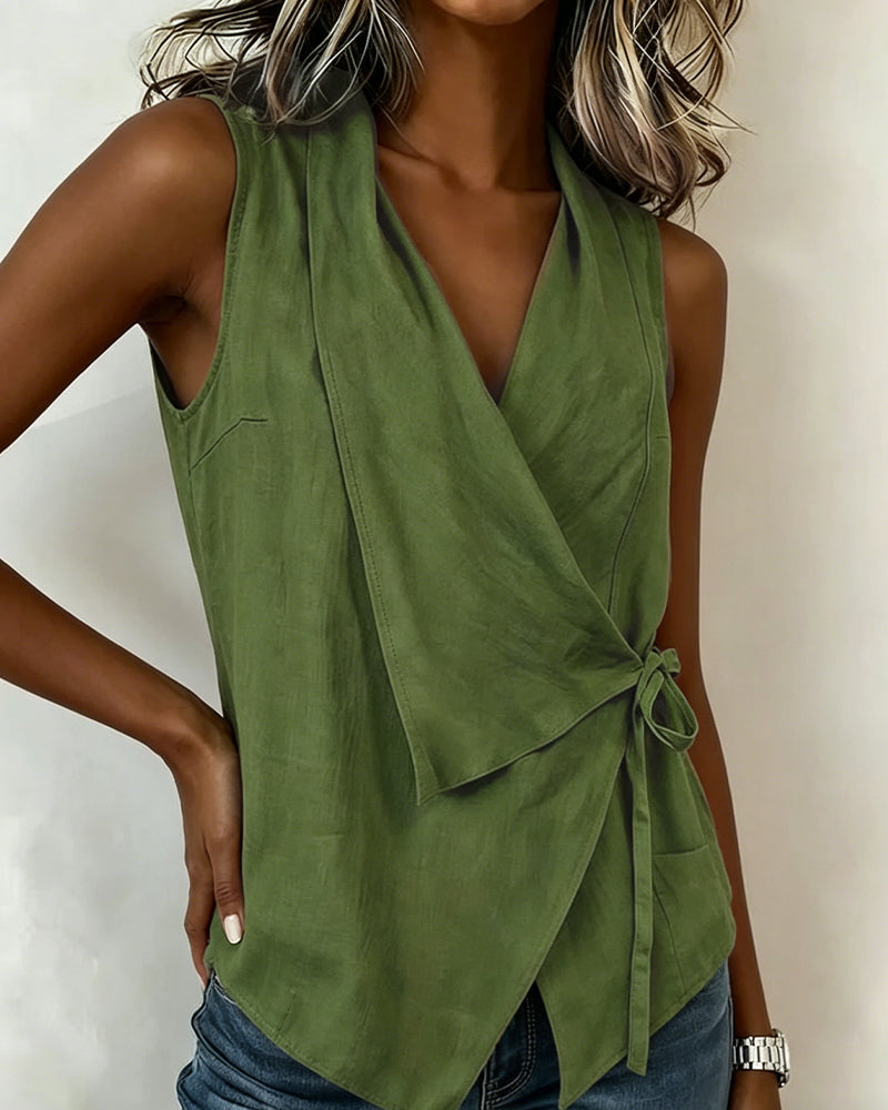 Wide Strap Cross Top with Bow