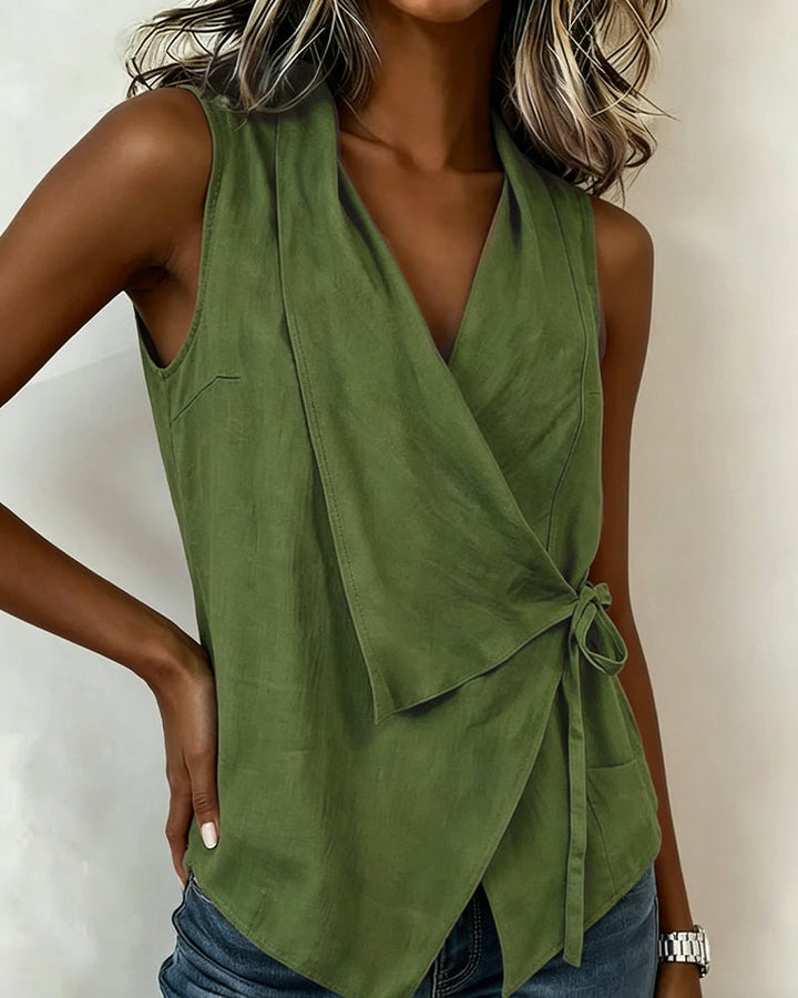 Wide Strap Cross Top with Bow