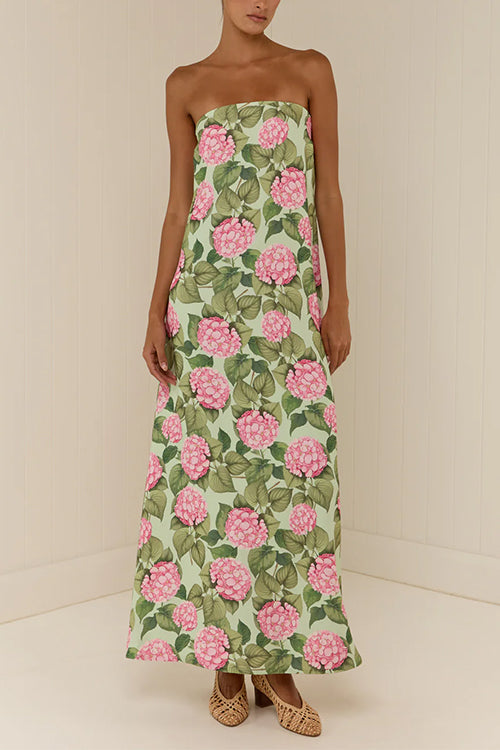 Strapless Tube Jardin Print Maxi Dress
