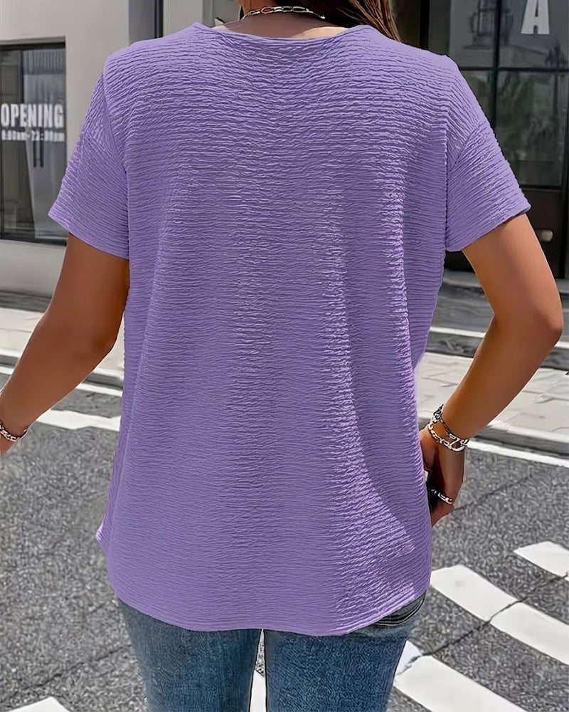 Peter Pan Collar T-Shirt with Buttons