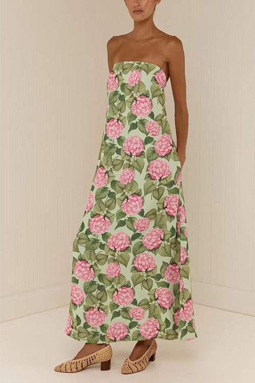 Strapless Tube Jardin Print Maxi Dress