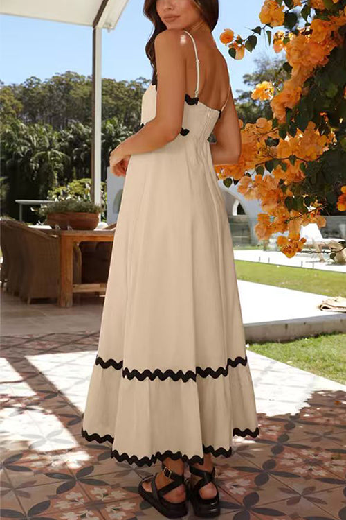 Margovil Spaghetti Strap Ric Rac Trim Swing Maxi Dress