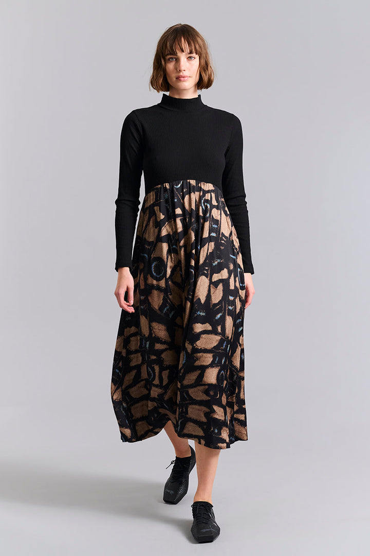 Rosaleen | Khaki dress with high neck