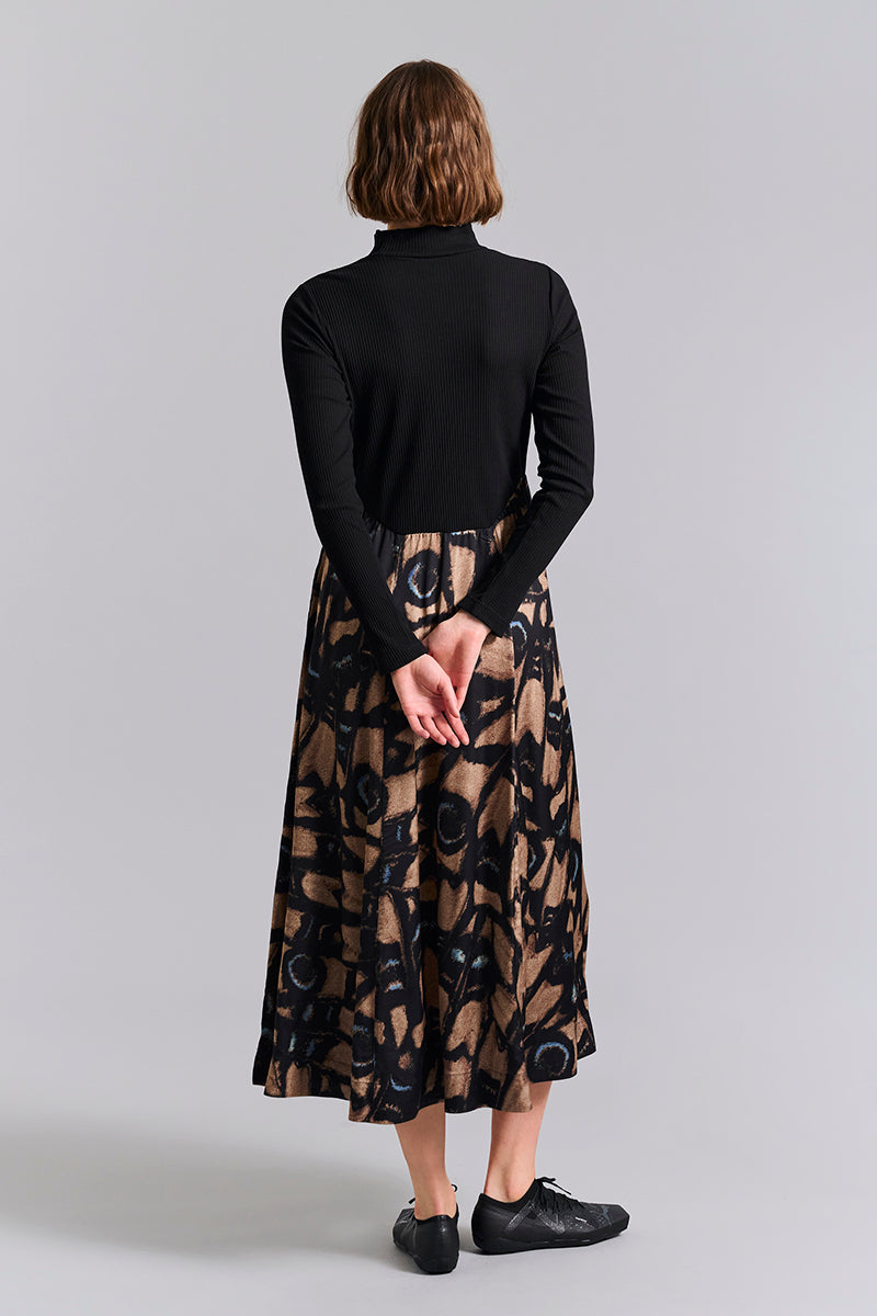 Rosaleen | Khaki dress with high neck