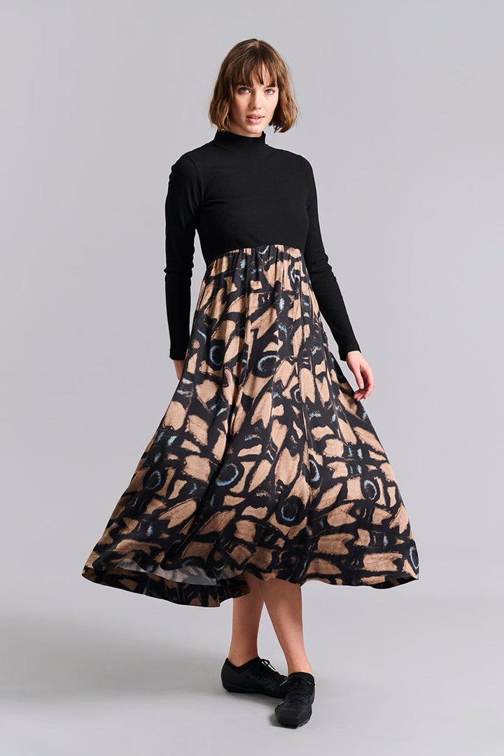 Rosaleen | Khaki dress with high neck