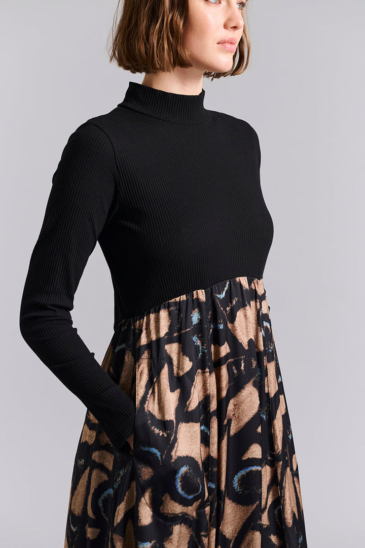 Rosaleen | Khaki dress with high neck