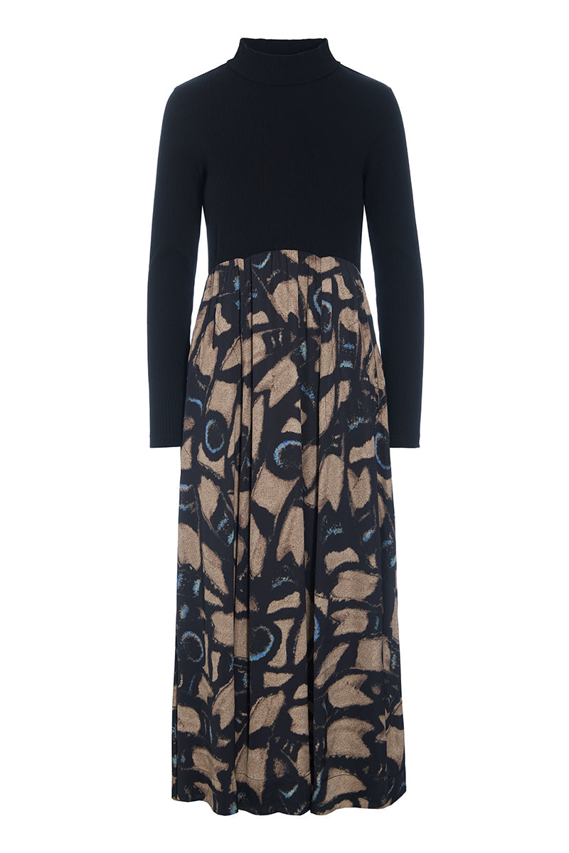 Rosaleen | Khaki dress with high neck