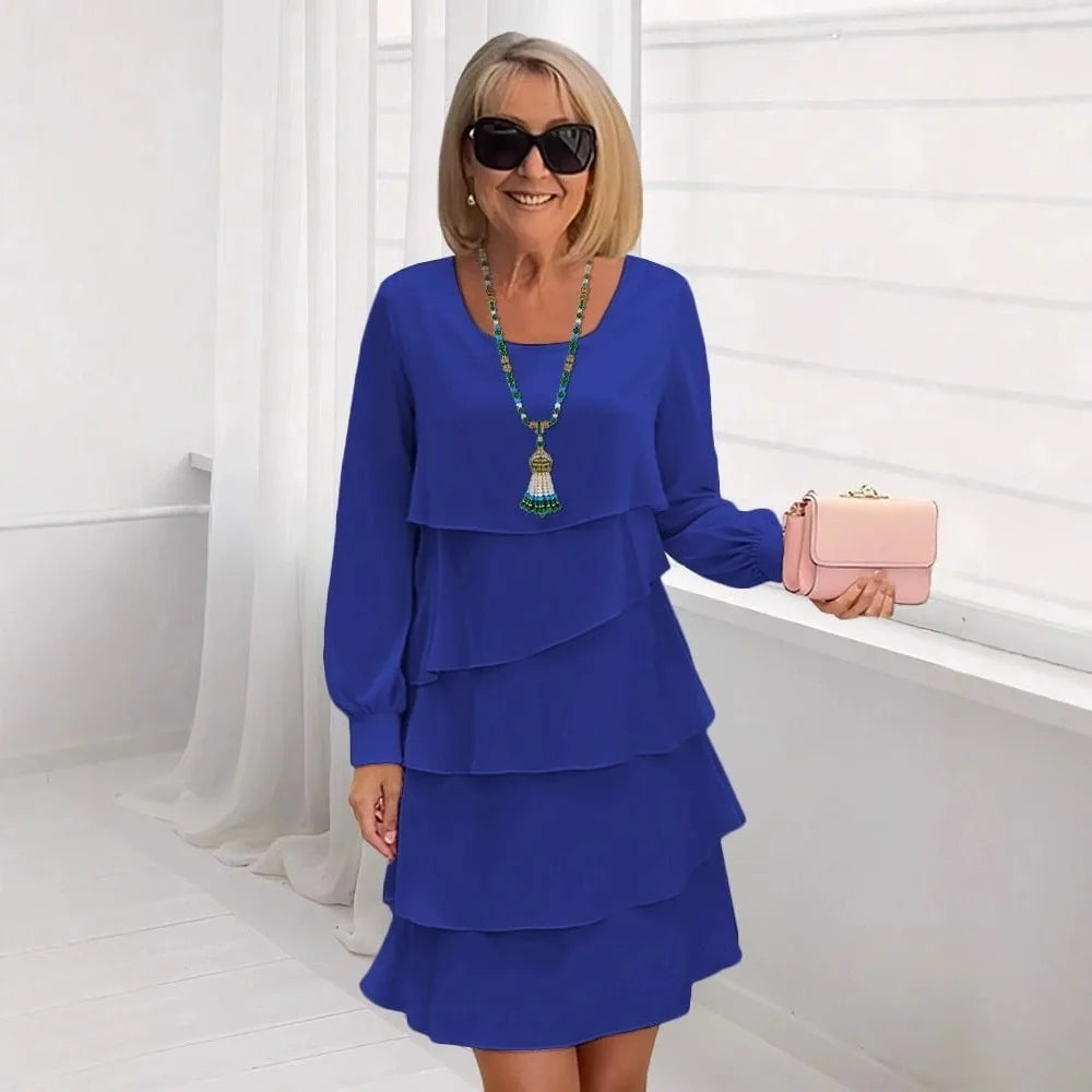Catherine | Elegant Comfort Ruffle Dress Long Sleeve