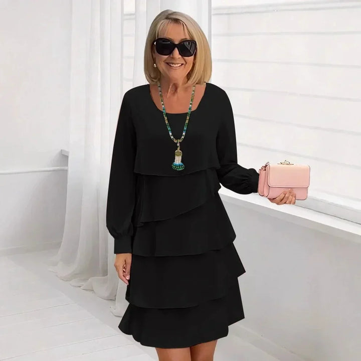 Catherine | Elegant Comfort Ruffle Dress Long Sleeve