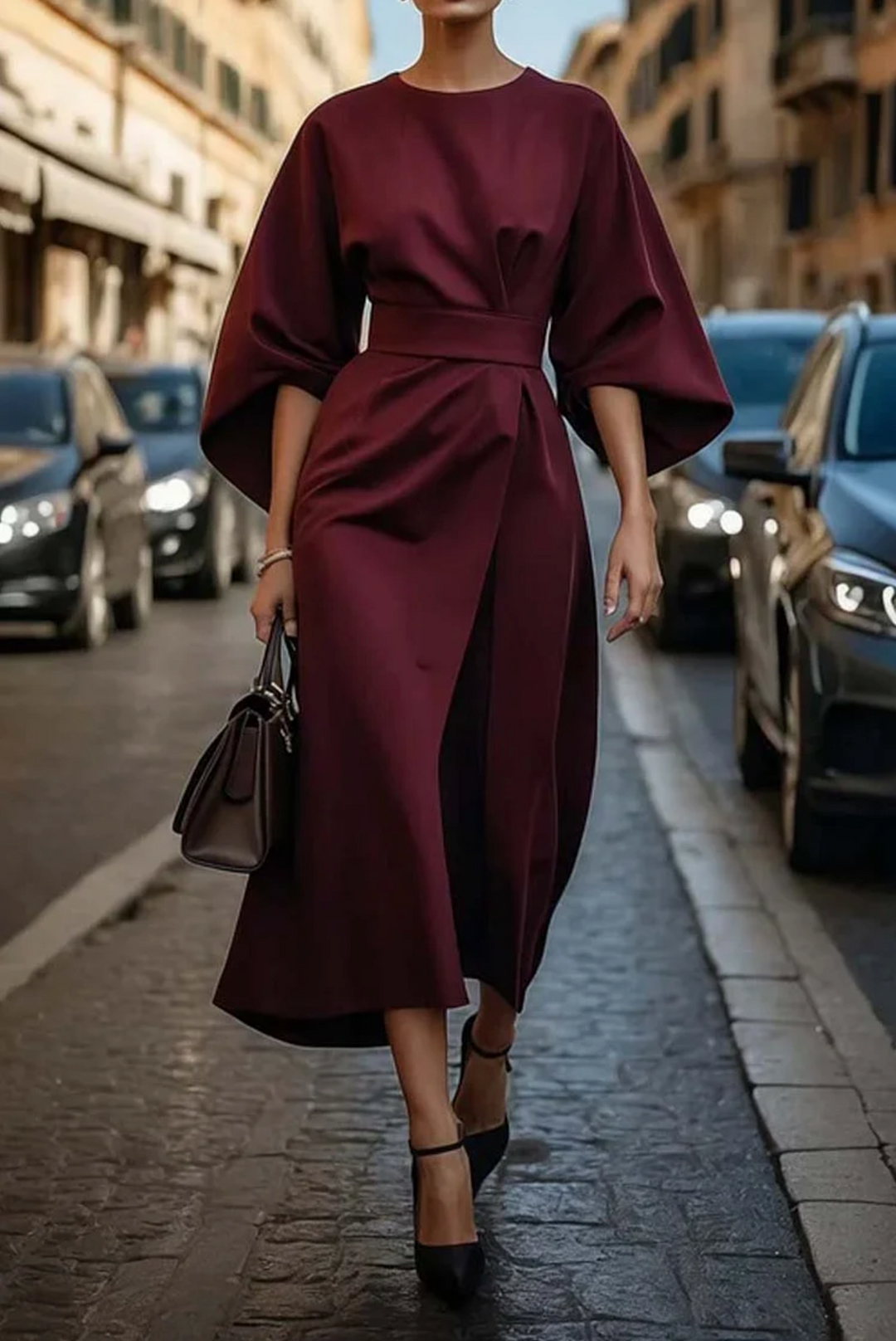 Matzliah™ | Elegant dress with lantern sleeves