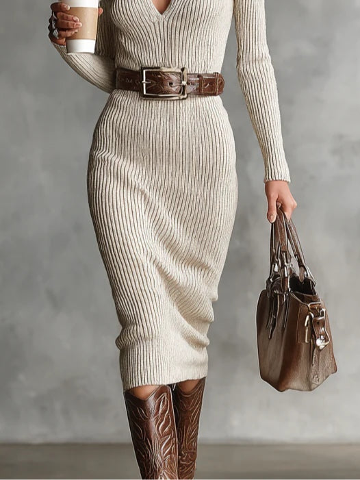 Caoileann | Knitted dress with mock nec