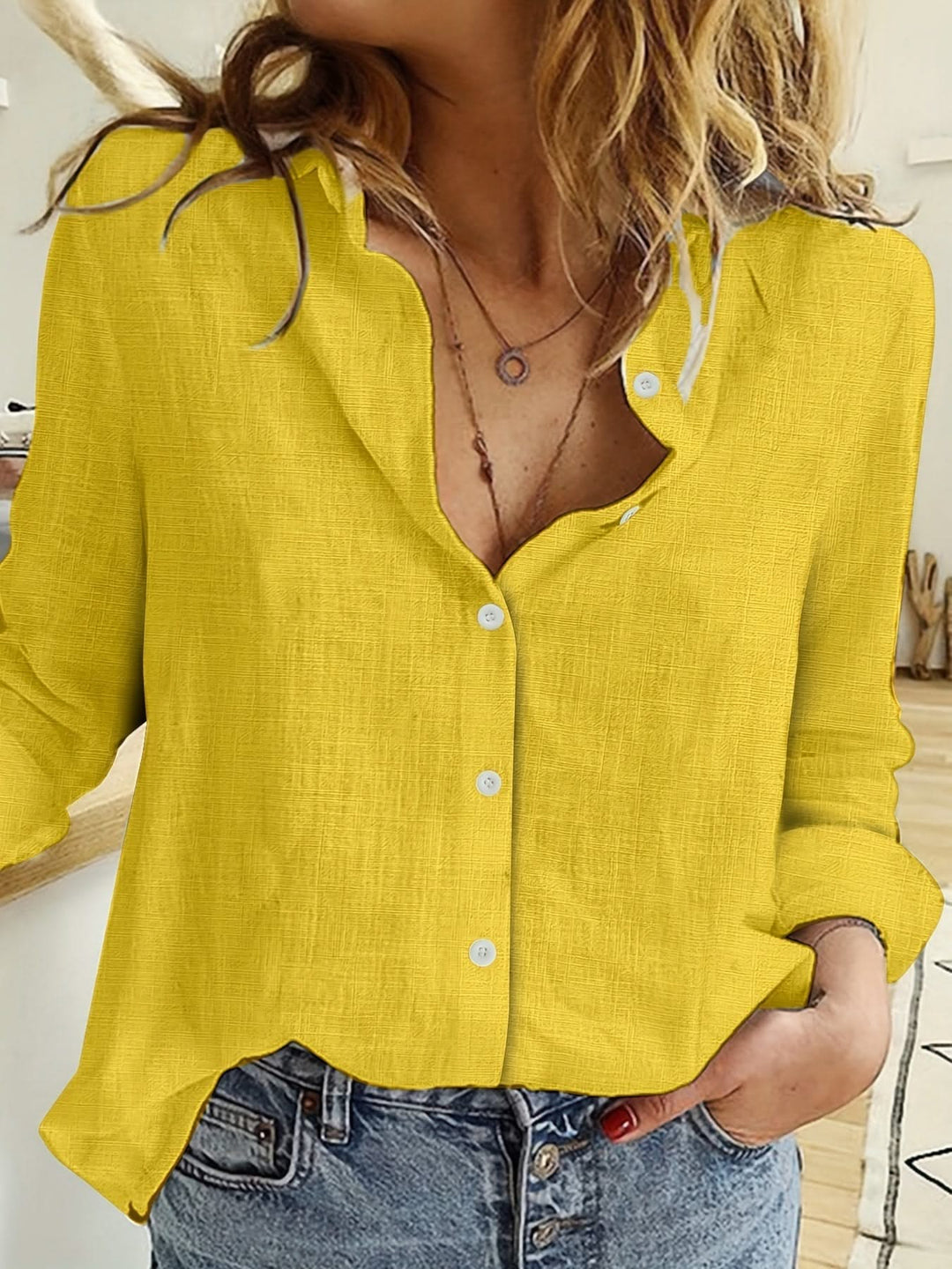 The Soline™ Linen Sunset Button-Down