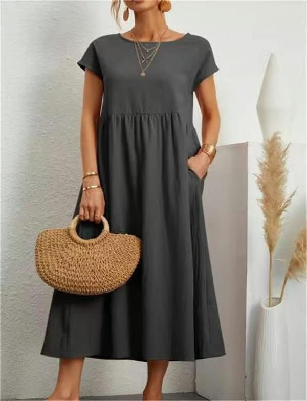 BREEZY | COTTON-LINEN SLEEVELESS POCKET DRESS