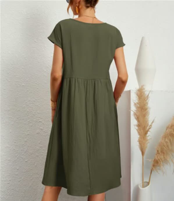 BREEZY | COTTON-LINEN SLEEVELESS POCKET DRESS