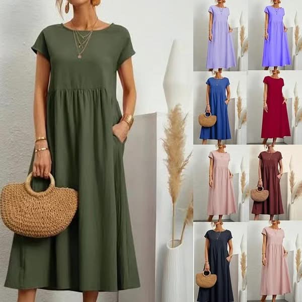BREEZY | COTTON-LINEN SLEEVELESS POCKET DRESS