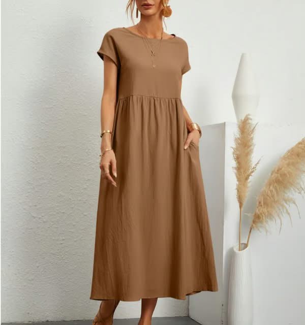 BREEZY | COTTON-LINEN SLEEVELESS POCKET DRESS