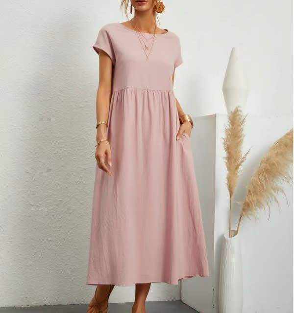 BREEZY | COTTON-LINEN SLEEVELESS POCKET DRESS